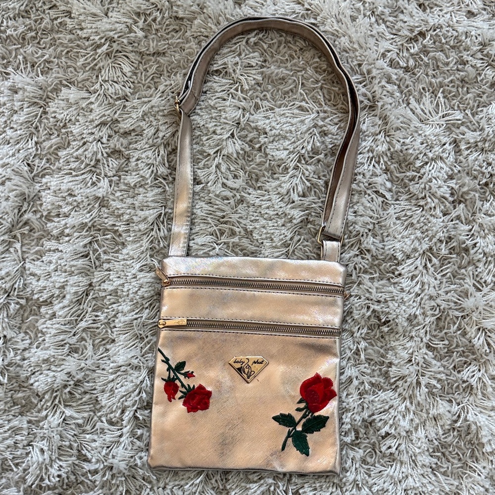 Vintage Baby Phat Y2K Metallic Rose Gold Mini Crossbody Bag